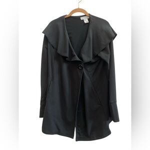 Susan Bristol White Label Black Whimsygoth Draped Collar Knit Jacket Cardigan-L